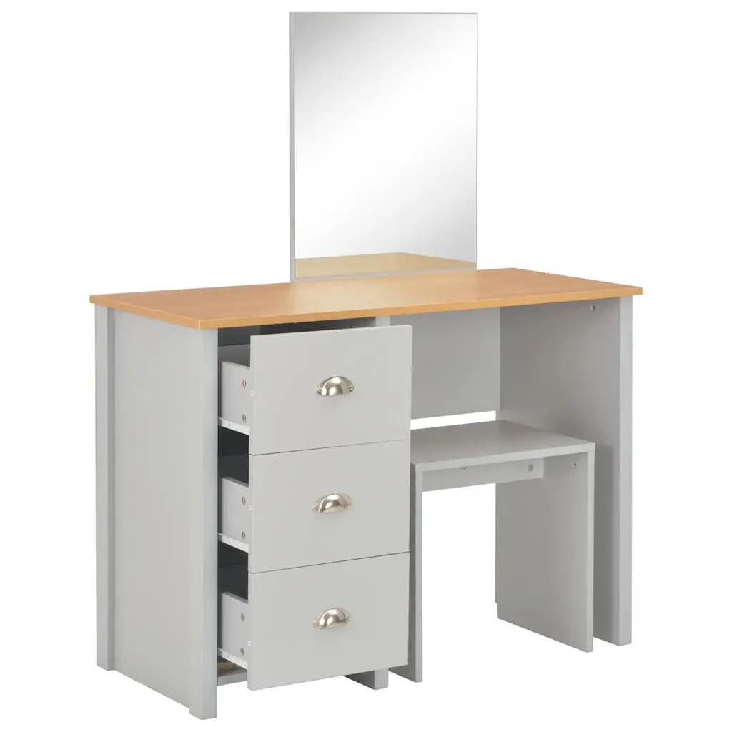 Dressing Table with Mirror and Stool Modern Grey Engineered Wood 104 x 45 x 131 cm