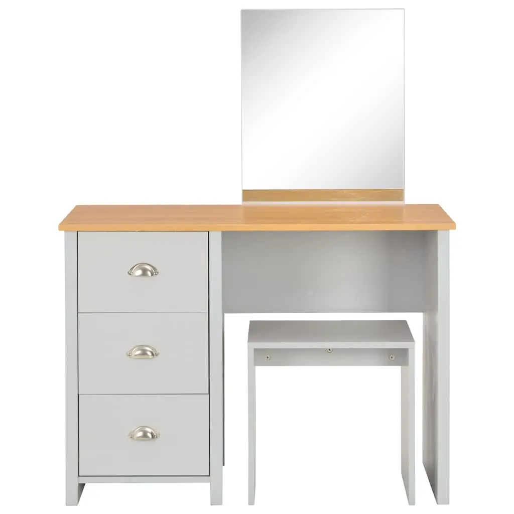 Dressing Table with Mirror and Stool Modern Grey Engineered Wood 104 x 45 x 131 cm