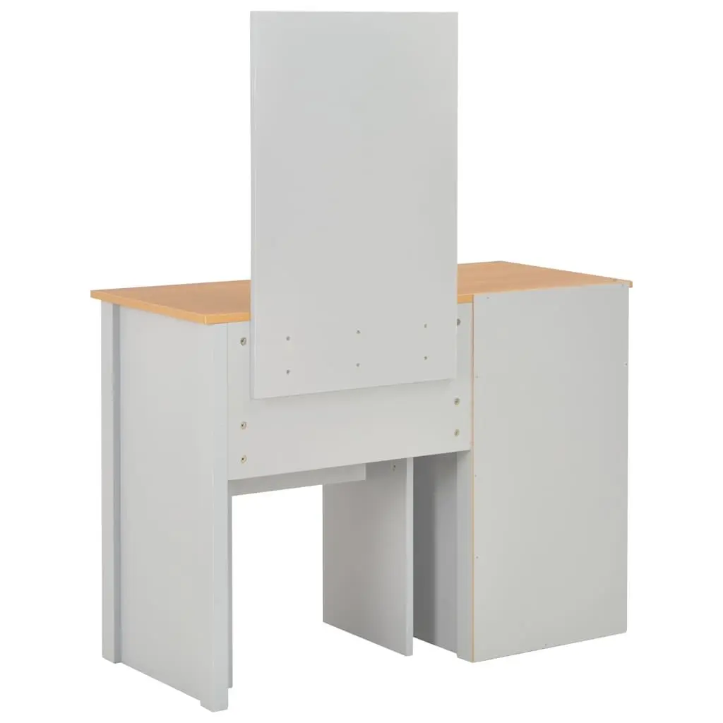 Dressing Table with Mirror and Stool Modern Grey Engineered Wood 104 x 45 x 131 cm