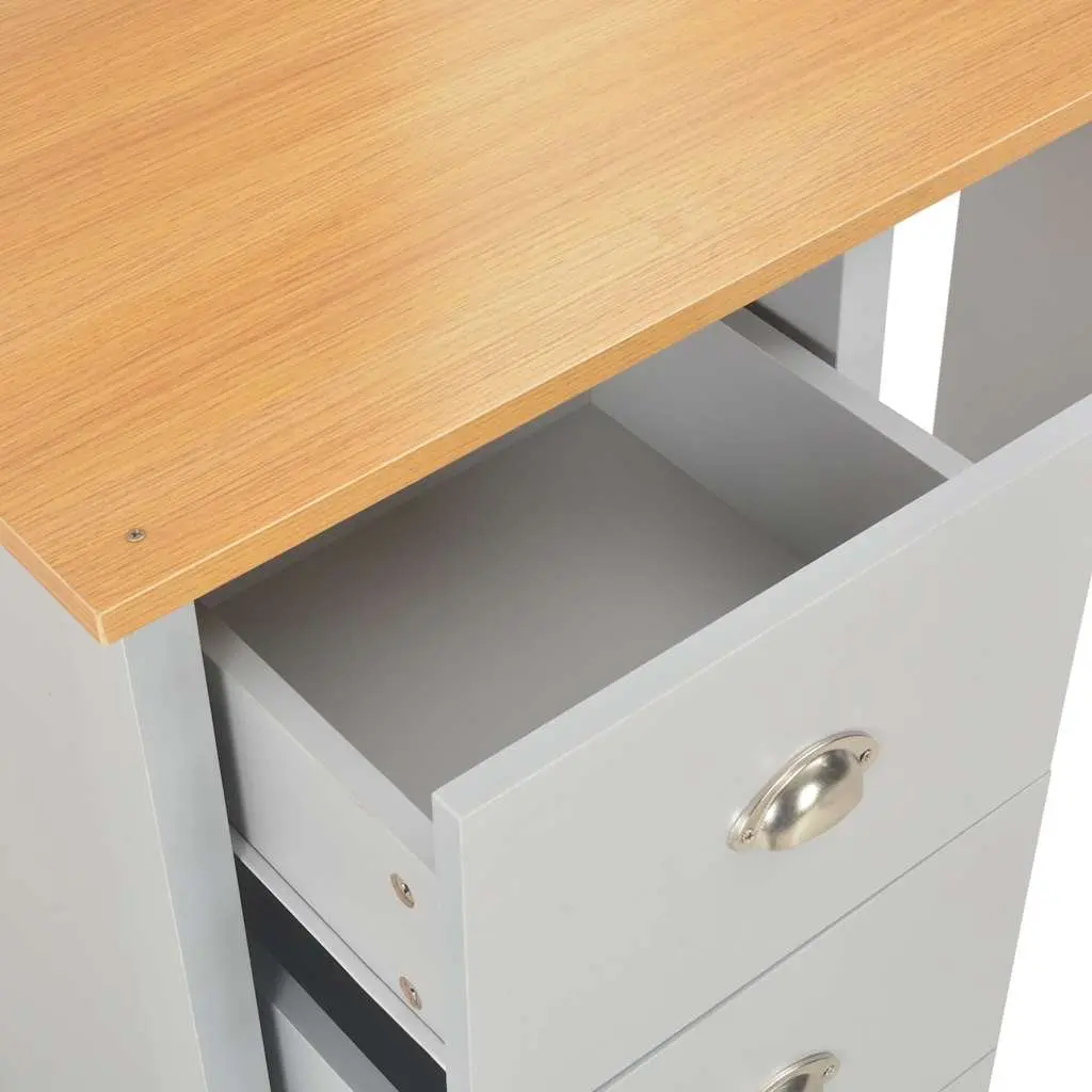 Dressing Table with Mirror and Stool Modern Grey Engineered Wood 104 x 45 x 131 cm