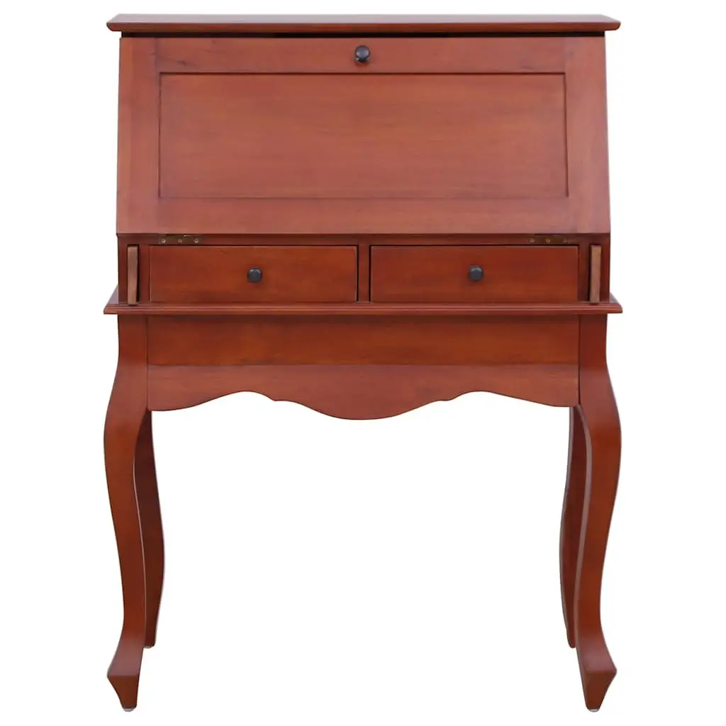Secretary Desk Vintage Style Brown Wooden Writing Desk Flip Top Compartments Storage Drawers