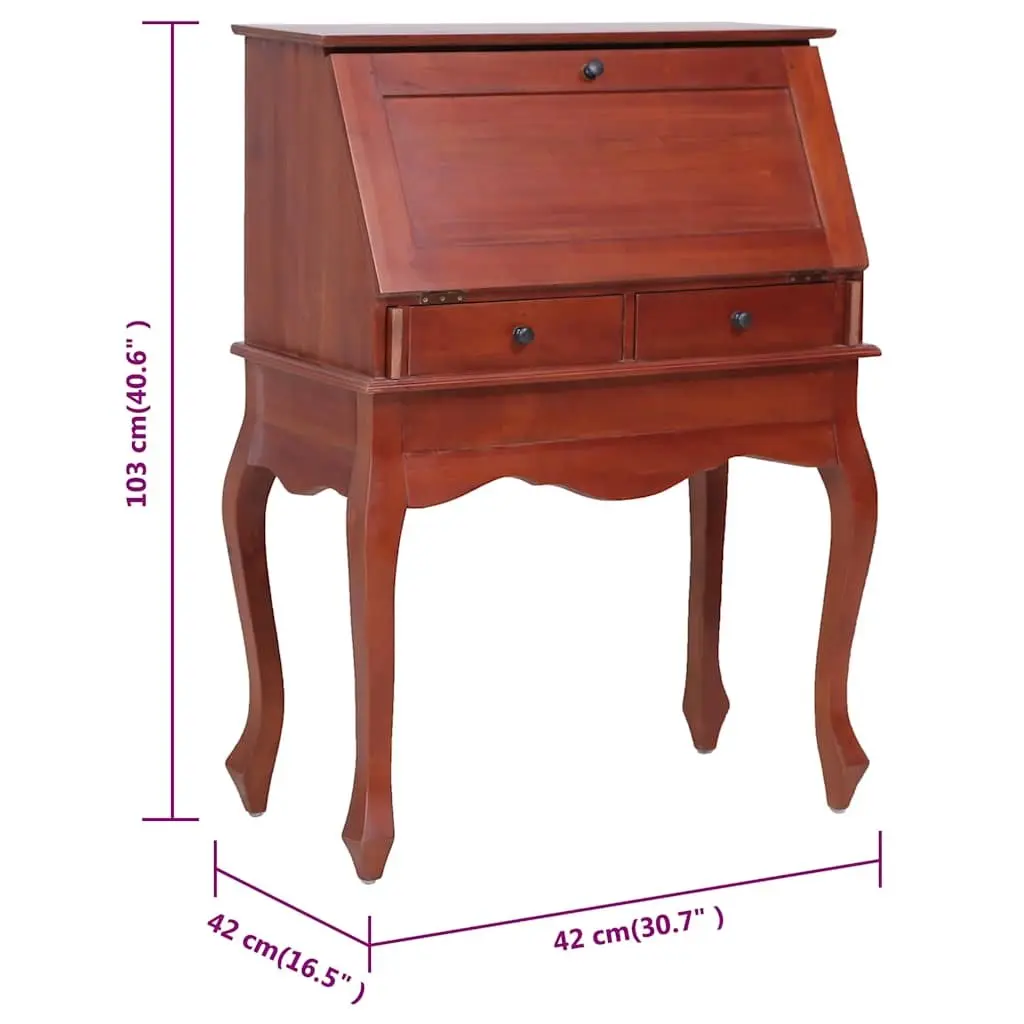 Secretary Desk Vintage Style Brown Wooden Writing Desk Flip Top Compartments Storage Drawers