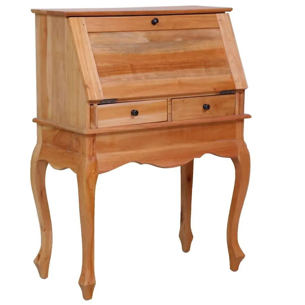 Secretary Desk Solid Wood Flip Writing Board Brown