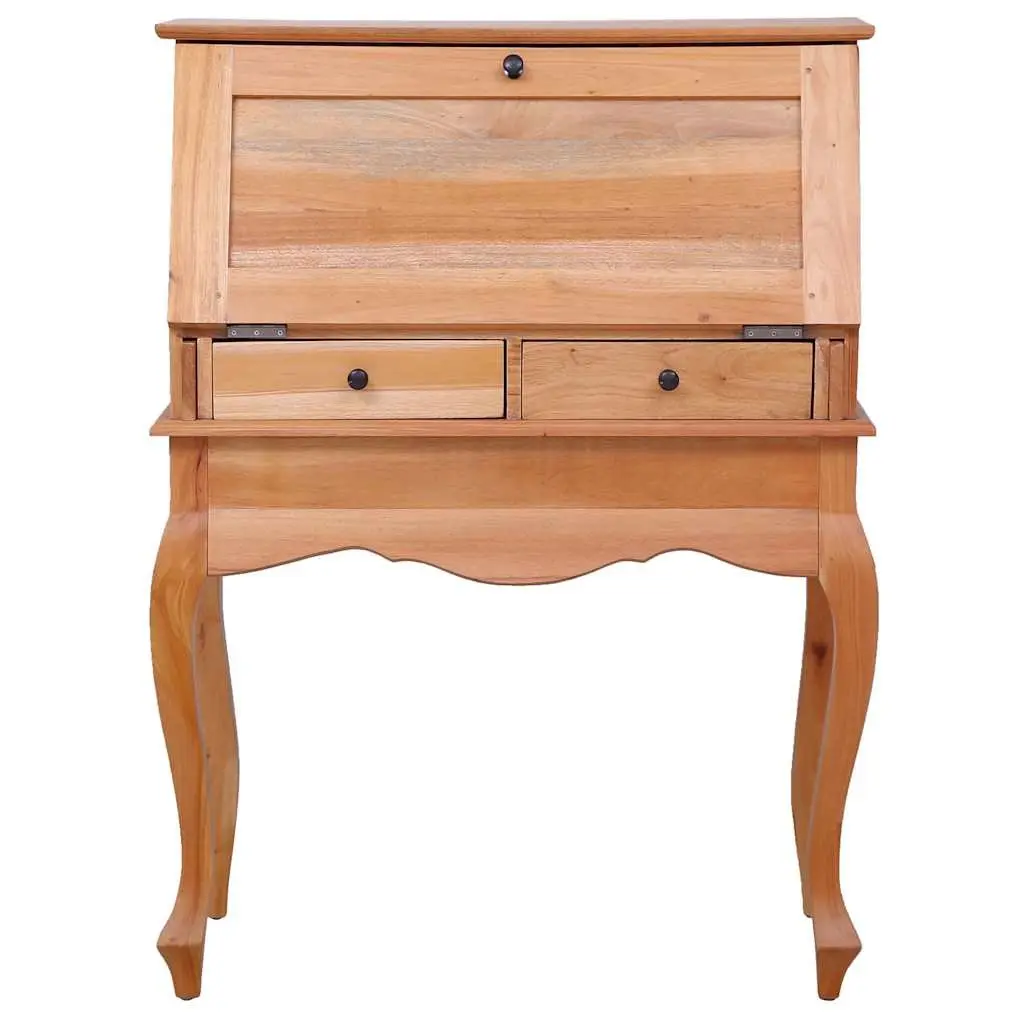 Secretary Desk Solid Wood Flip Writing Board Brown