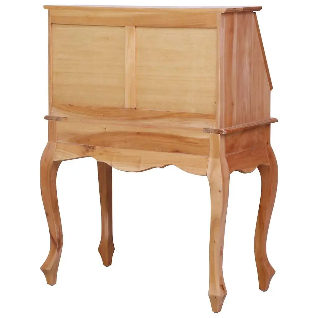 Secretary Desk Solid Wood Flip Writing Board Brown