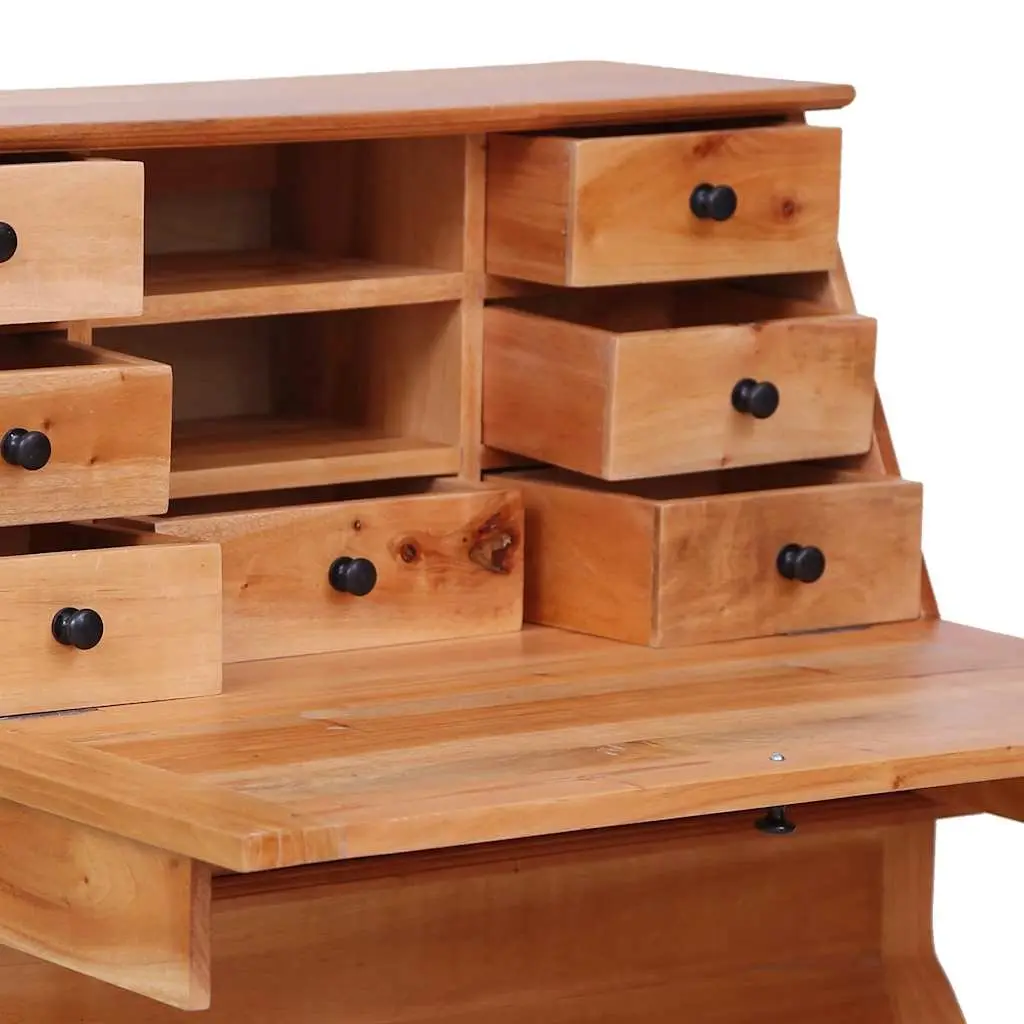 Secretary Desk Solid Wood Flip Writing Board Brown