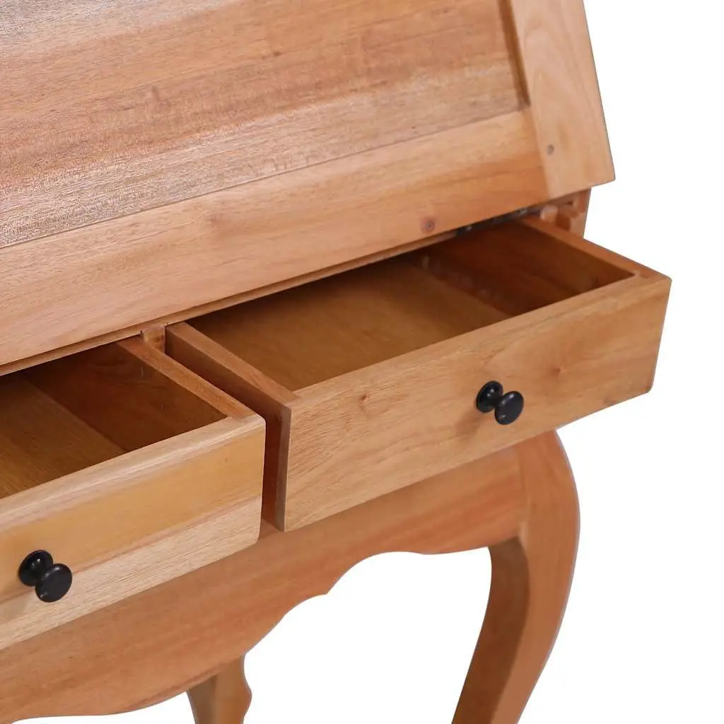 Secretary Desk Solid Wood Flip Writing Board Brown