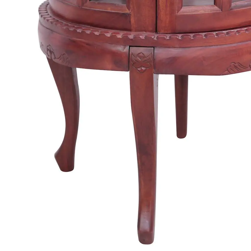 Wooden Vitrine Cabinet Brown Glass Display Storage Side Table 50 x 50 x 76 cm