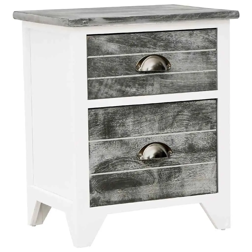 Bedside Table Grey White 2 Drawer Nightstand Storage Cabinet