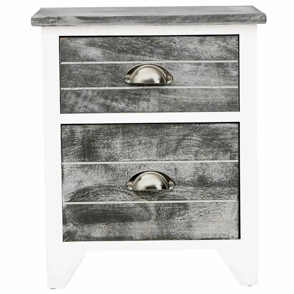 Bedside Table Grey White 2 Drawer Nightstand Storage Cabinet