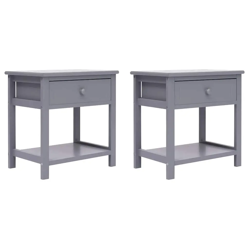 Wooden Bedside Tables Grey 40x29x42 cm 2 pcs Nightstands Storage Cabinet Drawer