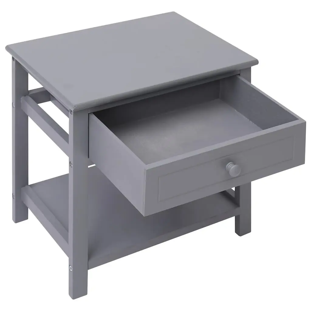 Wooden Bedside Tables Grey 40x29x42 cm 2 pcs Nightstands Storage Cabinet Drawer
