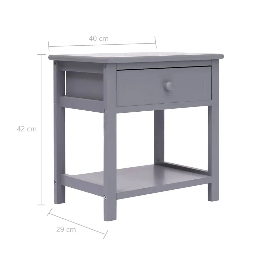 Wooden Bedside Tables Grey 40x29x42 cm 2 pcs Nightstands Storage Cabinet Drawer