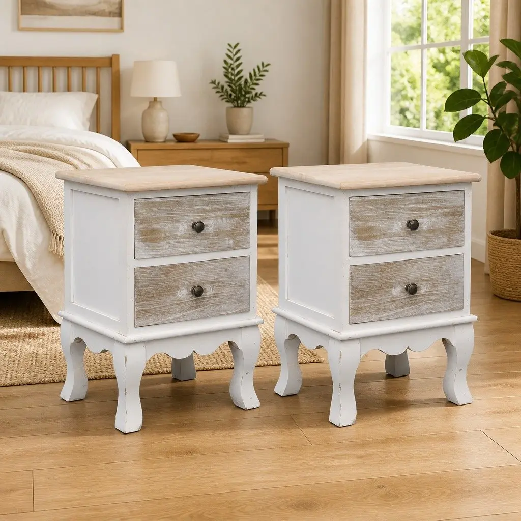 White Nightstands with Storage Drawers