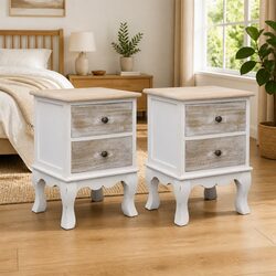 Bedside Cabinets 2 pcs White Wooden Nightstands 35x30x50 cm Storage Drawers