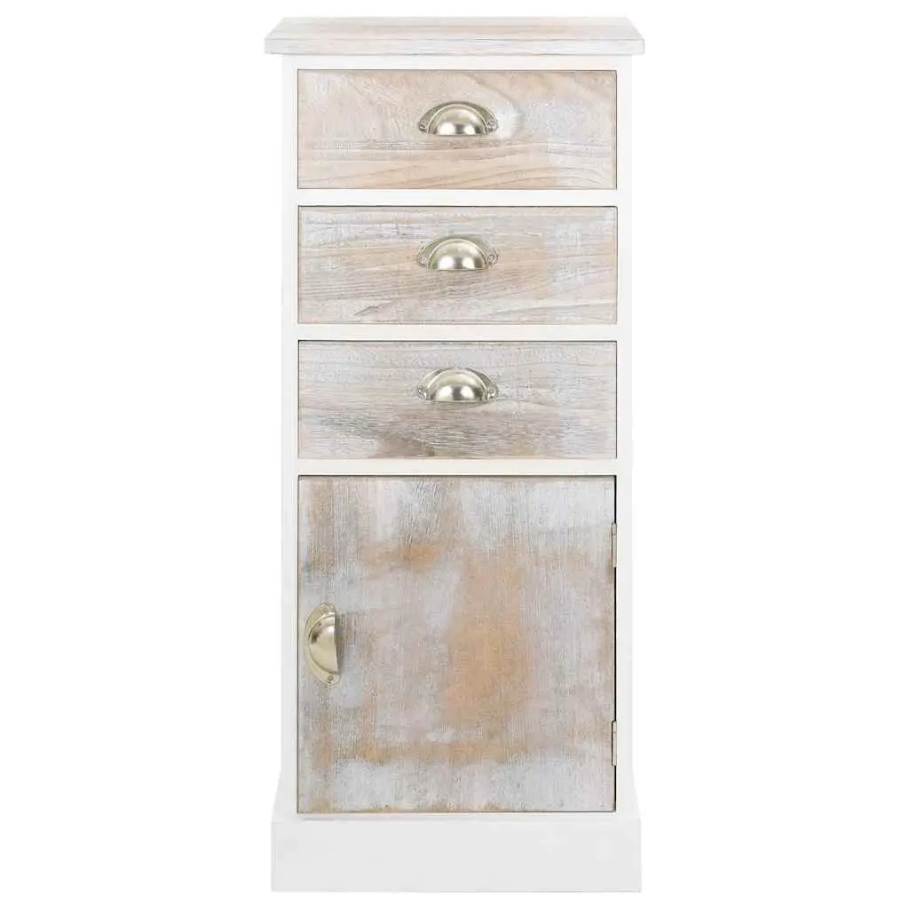 White Wooden Side Cabinet 3 Drawer 1 Door Storage Furniture 38 x 28 x 86 cm