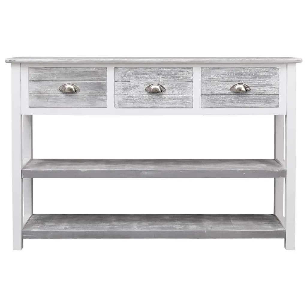 Wooden Sideboard Grey Storage Cabinet 3 Drawers 2 Shelves 115 cm Width 76 cm Height