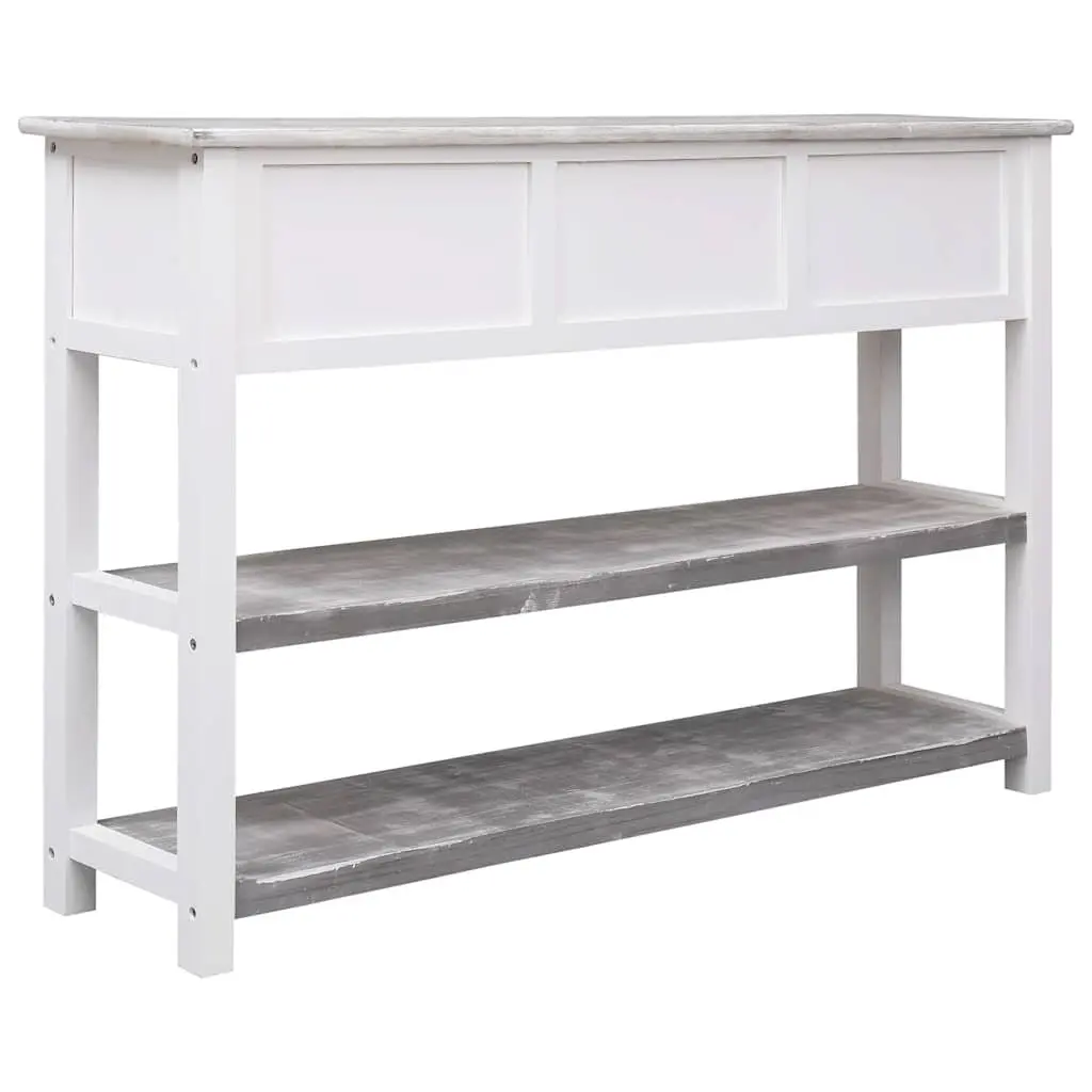 Wooden Sideboard Grey Storage Cabinet 3 Drawers 2 Shelves 115 cm Width 76 cm Height
