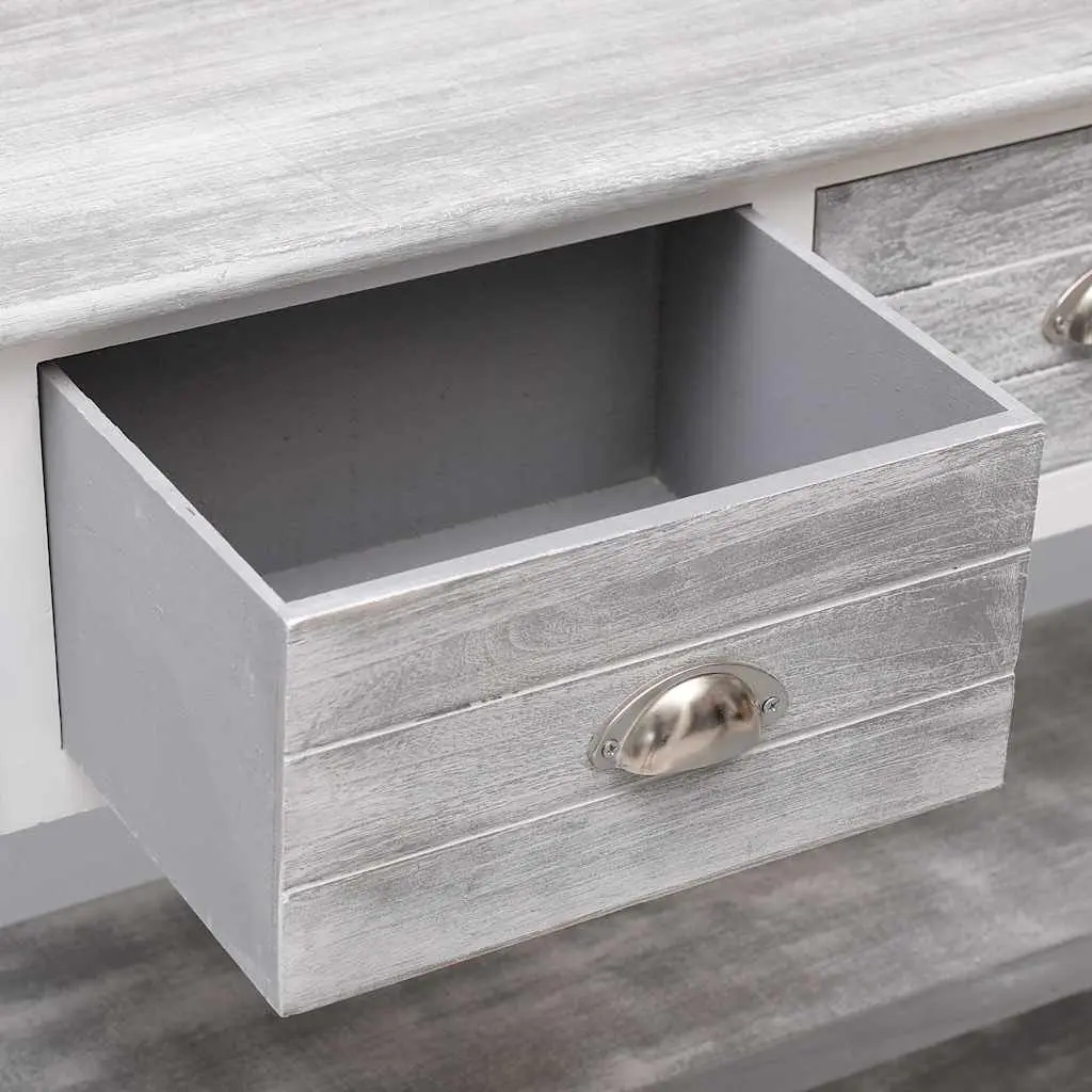 Wooden Sideboard Grey Storage Cabinet 3 Drawers 2 Shelves 115 cm Width 76 cm Height