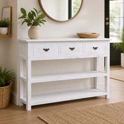 Your New White Sideboard: 3 Drawers, 2 Shelves