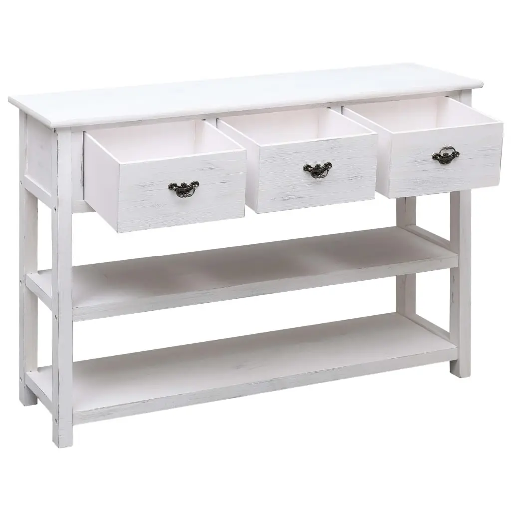 Wooden Sideboard White Storage Cabinet 3 Drawers 2 Shelves