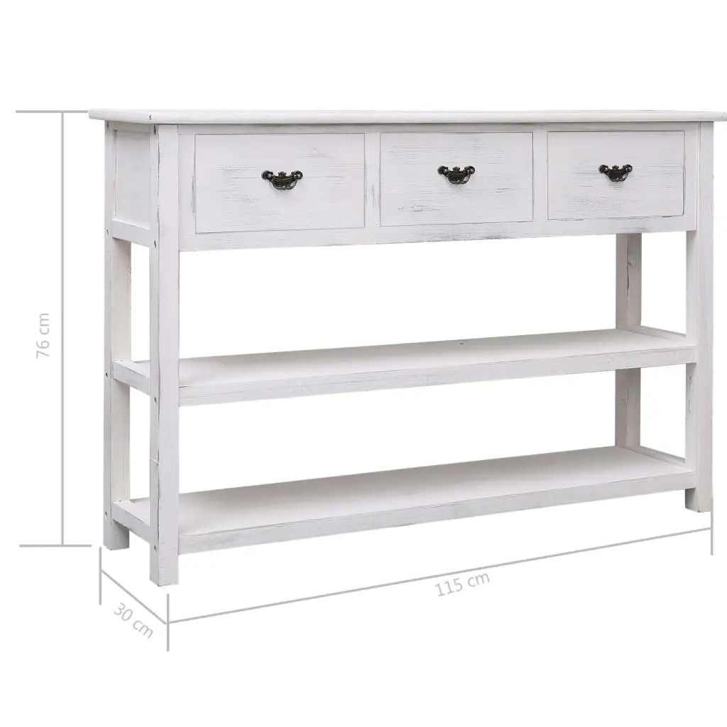 Wooden Sideboard White Storage Cabinet 3 Drawers 2 Shelves