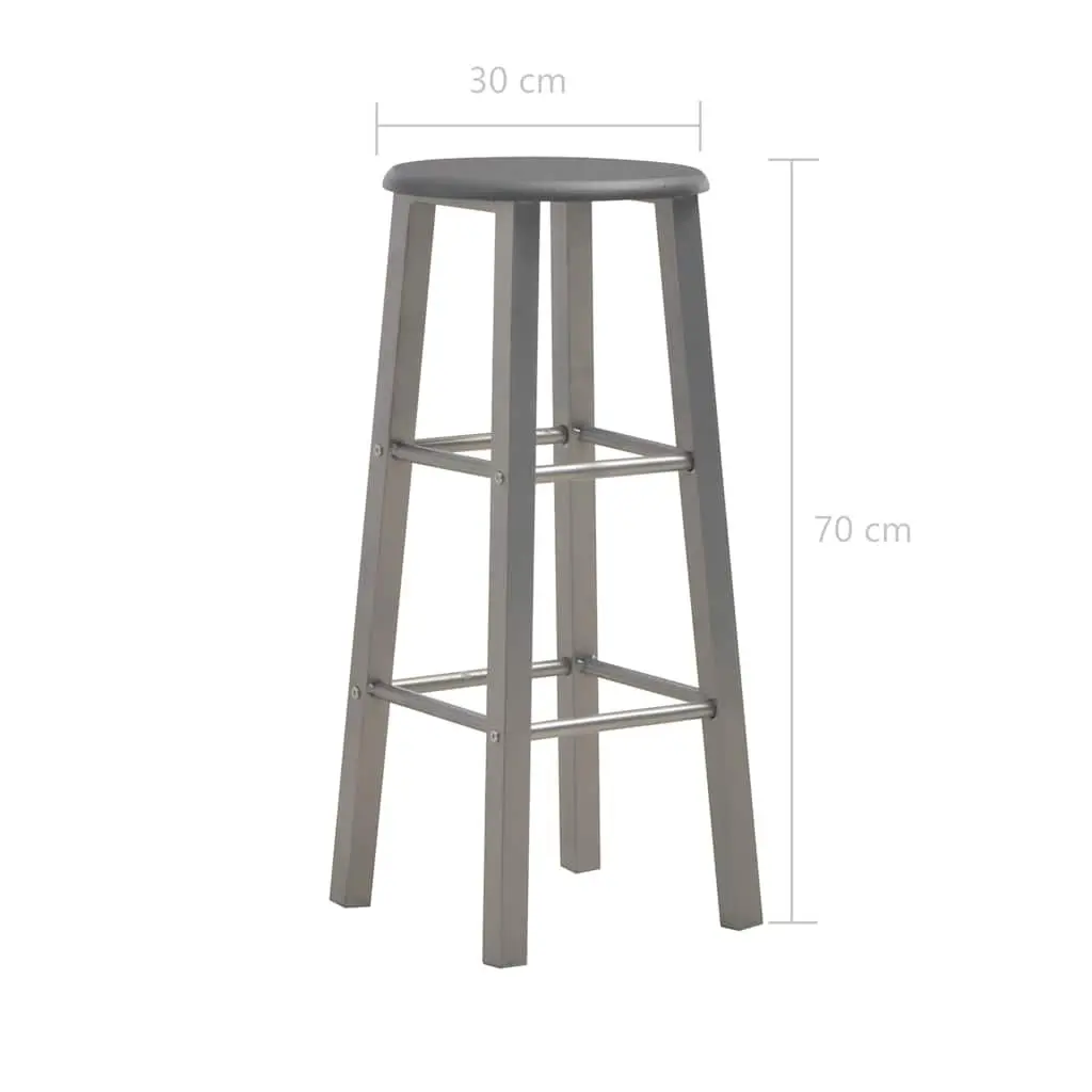 Bar Stools Anthracite Contemporary Seating with Footrests Set of 2