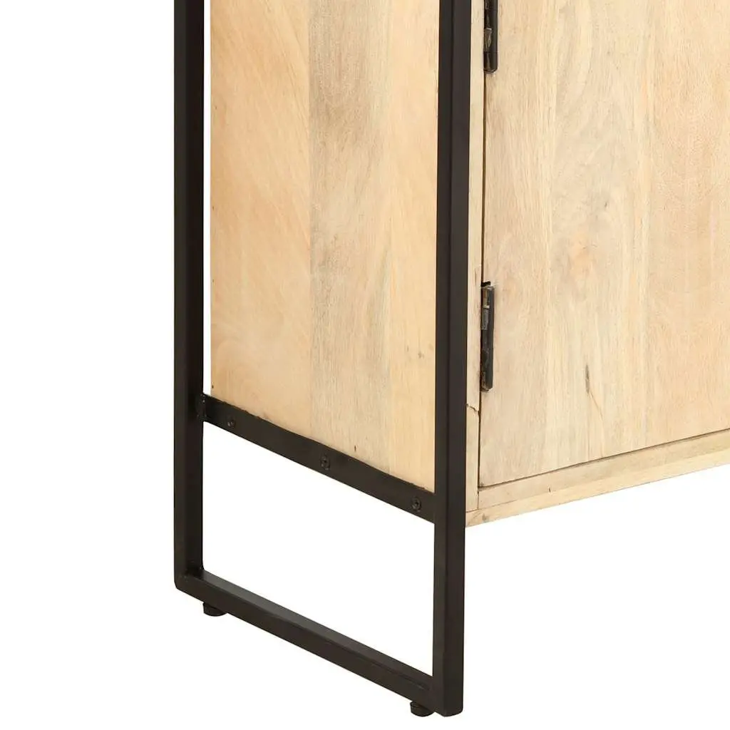 Solid Mango Wood 4 Tier Bookcase Brown Industrial Style Shelving Unit 80x30x180cm