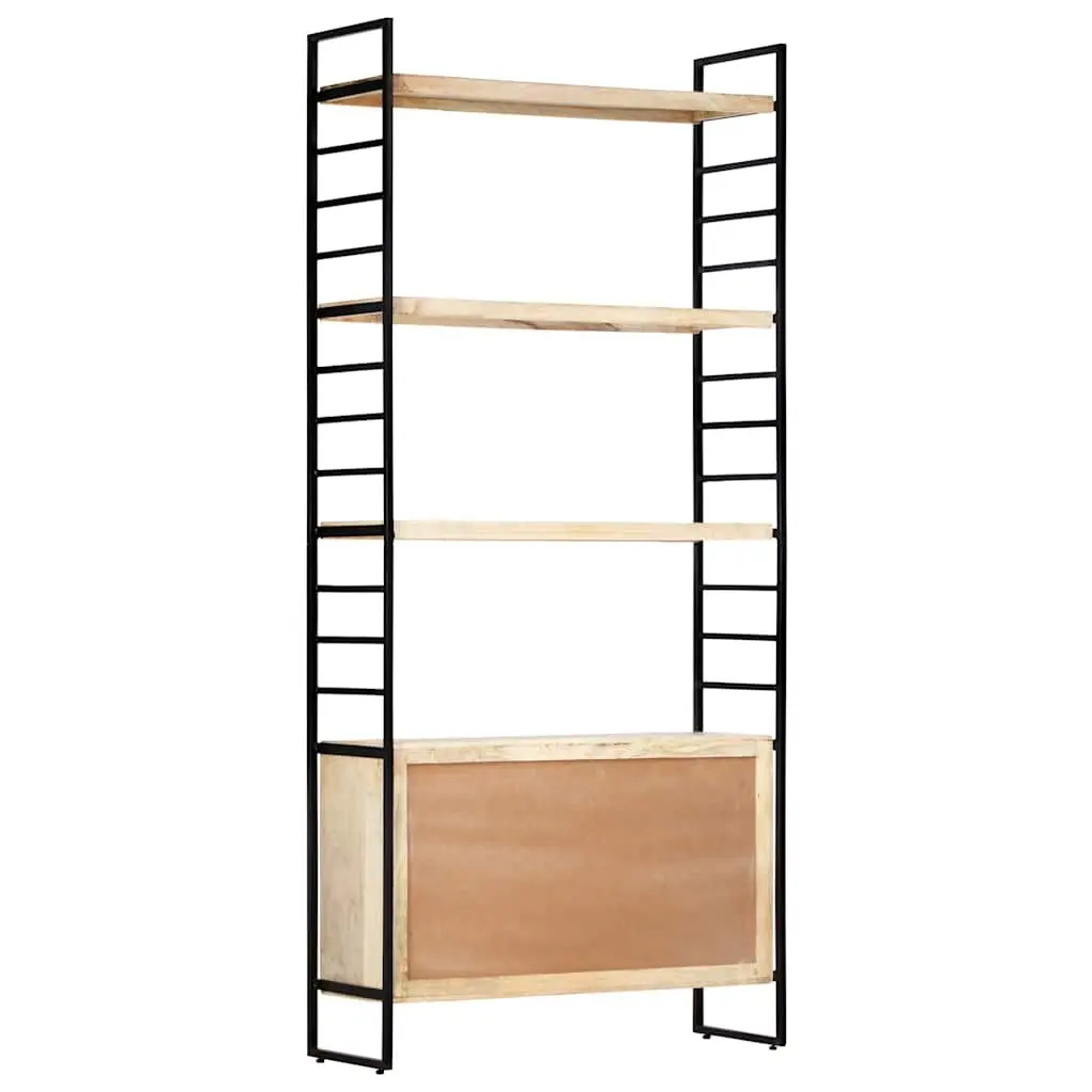 Solid Mango Wood 4 Tier Bookcase Brown Industrial Style Shelving Unit 80x30x180cm