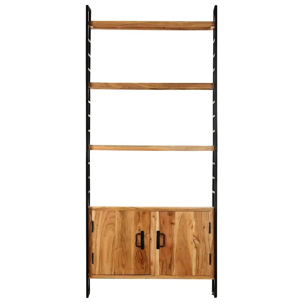 4-Tier Bookcase 80x30x180cm Rough Mango Wood Industrial Shelving Storage Display