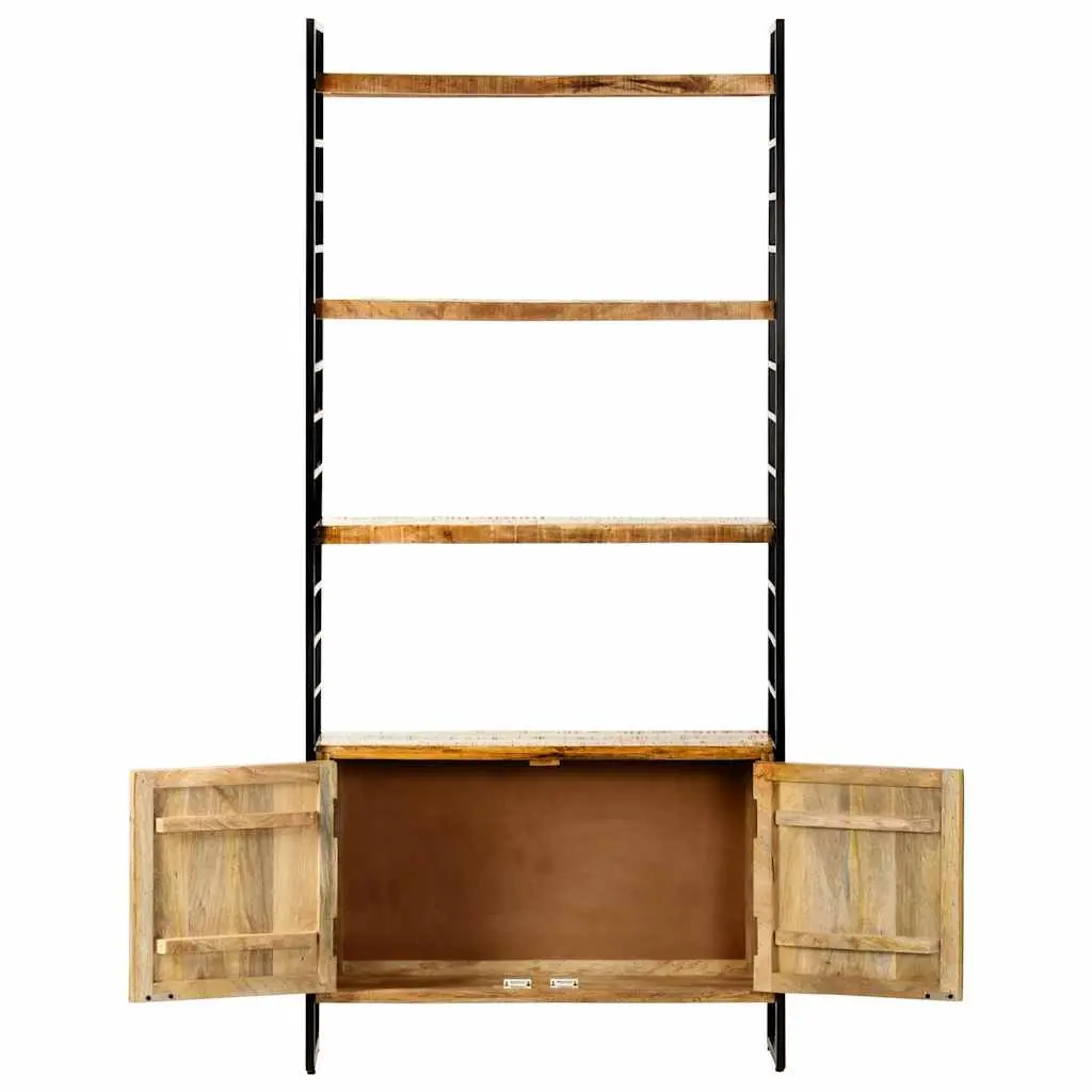 4-Tier Bookcase 80x30x180cm Rough Mango Wood Industrial Shelving Storage Display