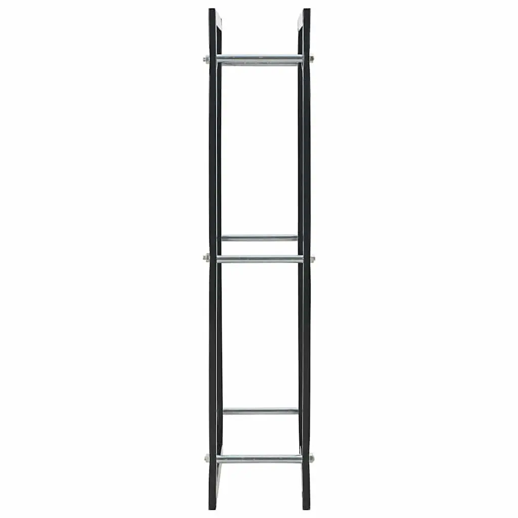 Firewood Rack Heavy-Duty Steel Black Log Storage Holder 44 x 20 x 100 cm