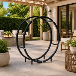 Firewood Rack Black Steel Log Holder Storage Fireplace Wood Stove Accessories