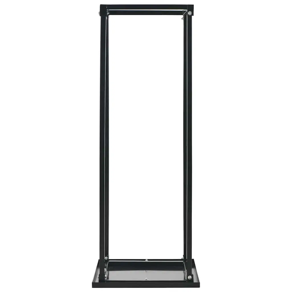Firewood Rack with Base Black Rectangular Log Storage Stand Steel Holder