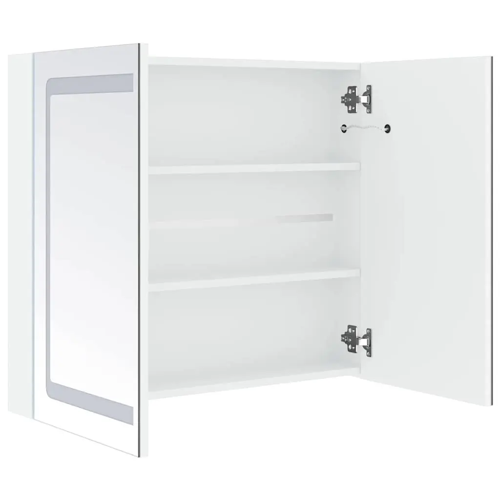 Bathroom Storage Cabinet Wall Mounted LED Mirror White 80x12.2x68cm