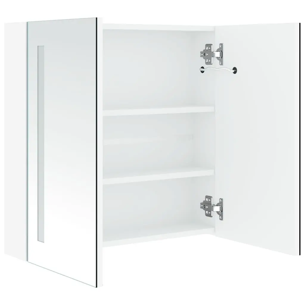 LED Bathroom Mirror Cabinet Wall Mounted 60x14x62cm White