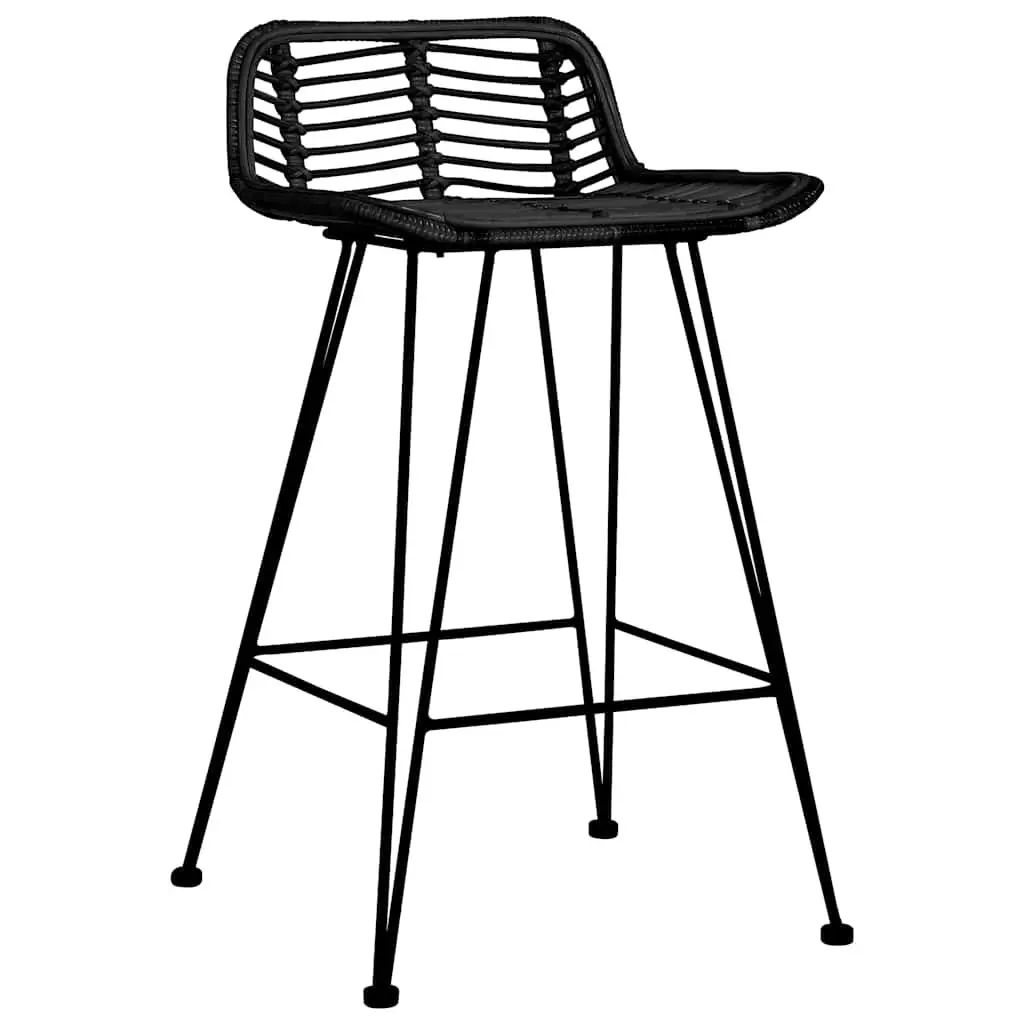 Bar Stools Rattan Seating Black 2 Piece Set