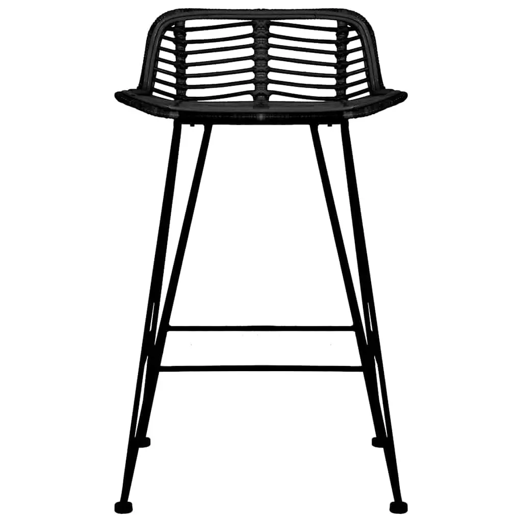 Bar Stools Rattan Seating Black 2 Piece Set