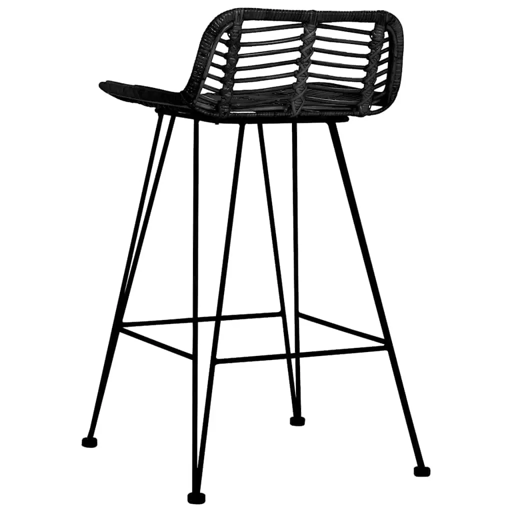 Bar Stools Rattan Seating Black 2 Piece Set