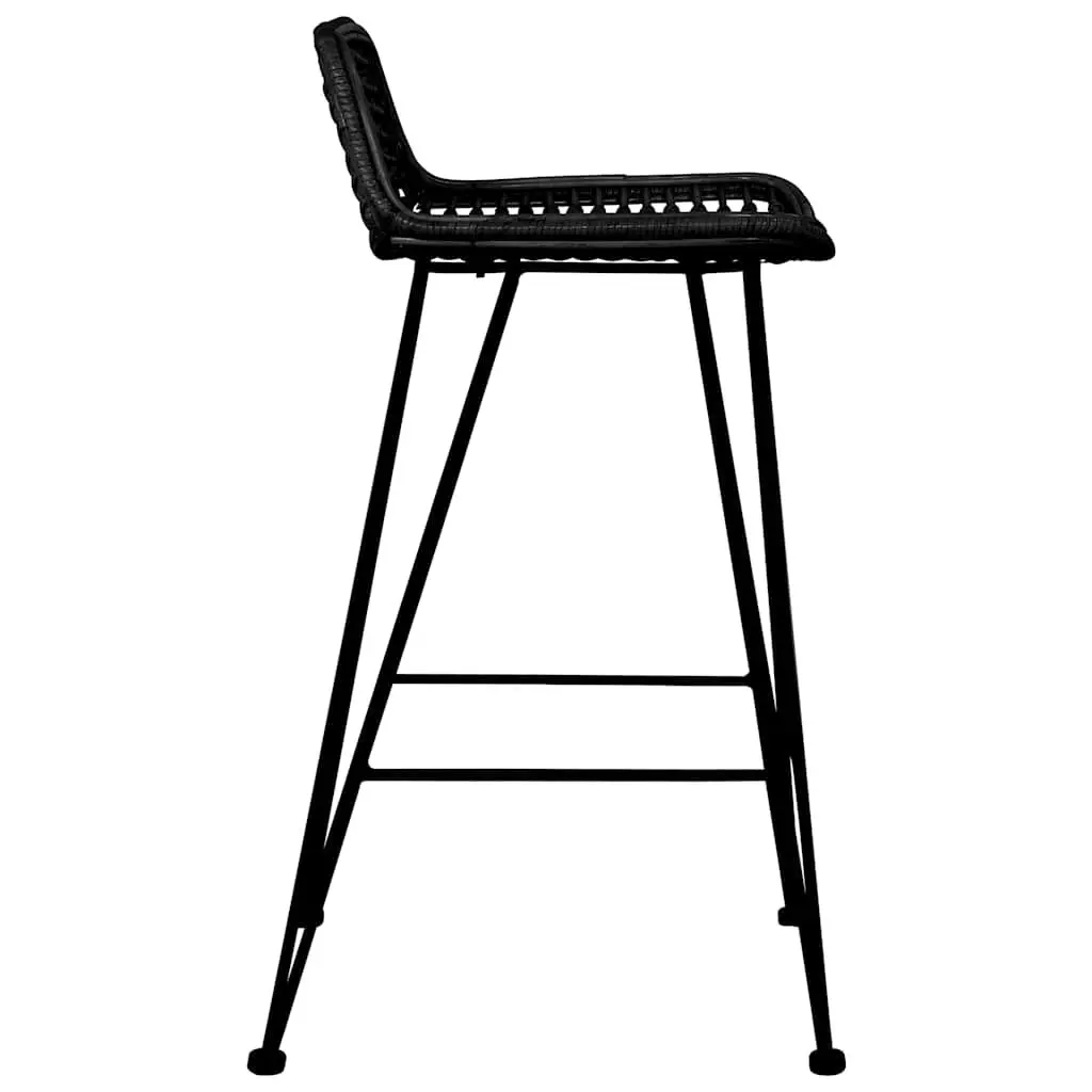 Bar Stools Rattan Seating Black 2 Piece Set
