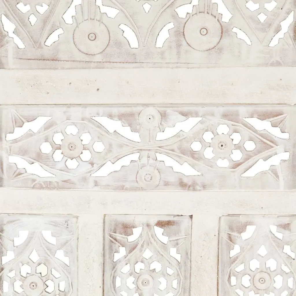 4-Panel Room Divider Hand Carved Wooden Privacy Screen Folding 160 x 165 cm