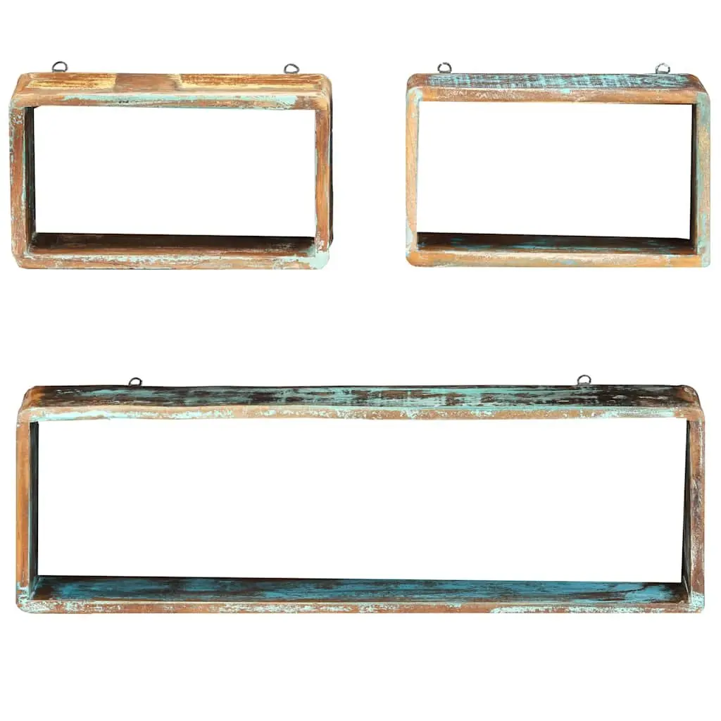 Wall Cube Shelves Set of 3 Solid Reclaimed Wood Floating Storage Display