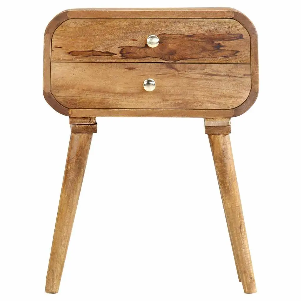 Bedside Cabinet Solid Wood 2 Drawer 43x30x58cm Brown