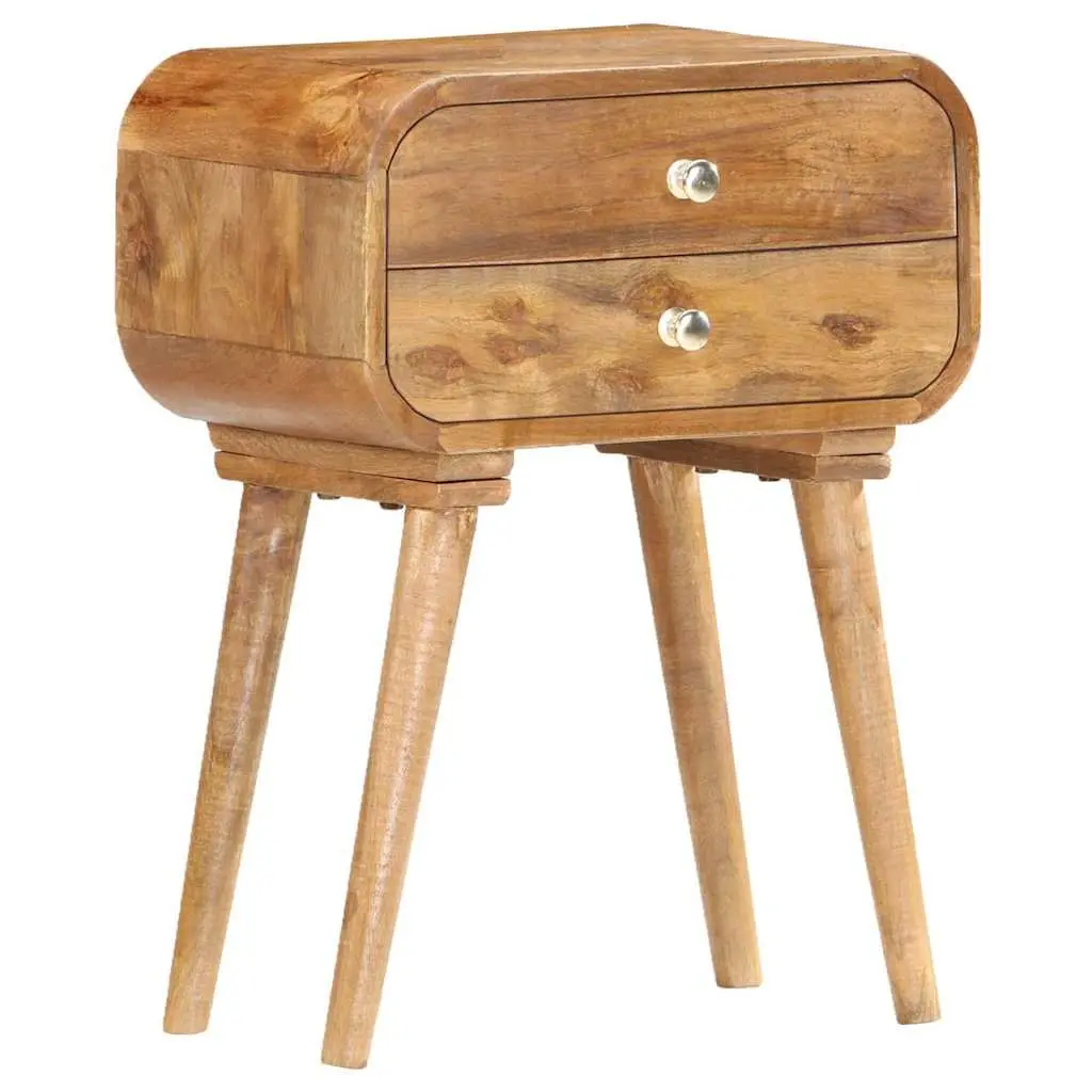 Bedside Cabinet Solid Wood 2 Drawer 43x30x58cm Brown
