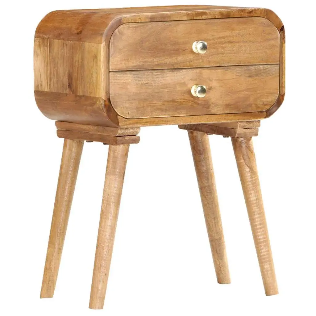 Bedside Cabinet Solid Wood 2 Drawer 43x30x58cm Brown