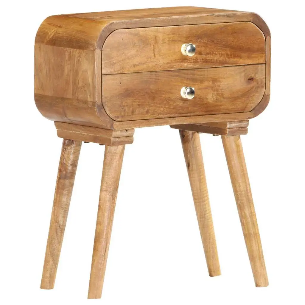 Bedside Cabinet Solid Wood 2 Drawer 43x30x58cm Brown