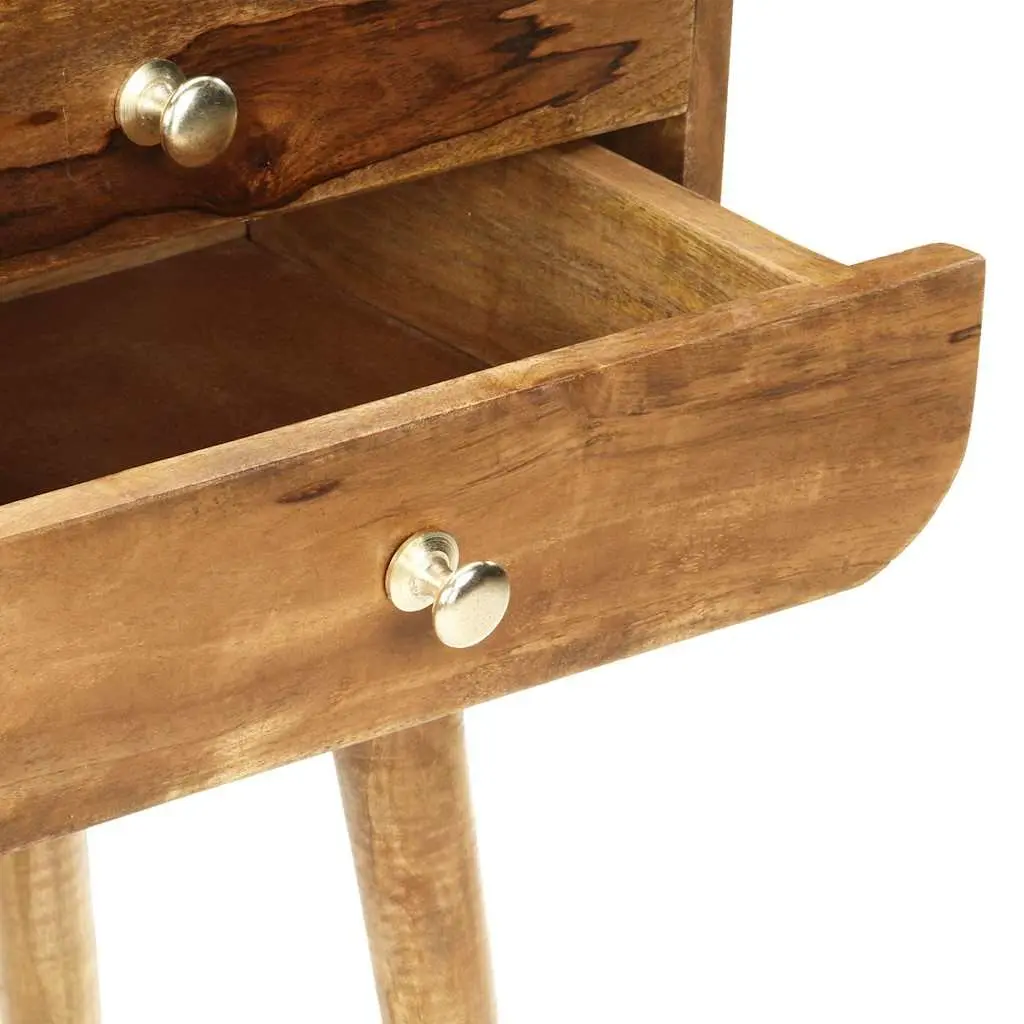 Bedside Cabinet Solid Wood 2 Drawer 43x30x58cm Brown