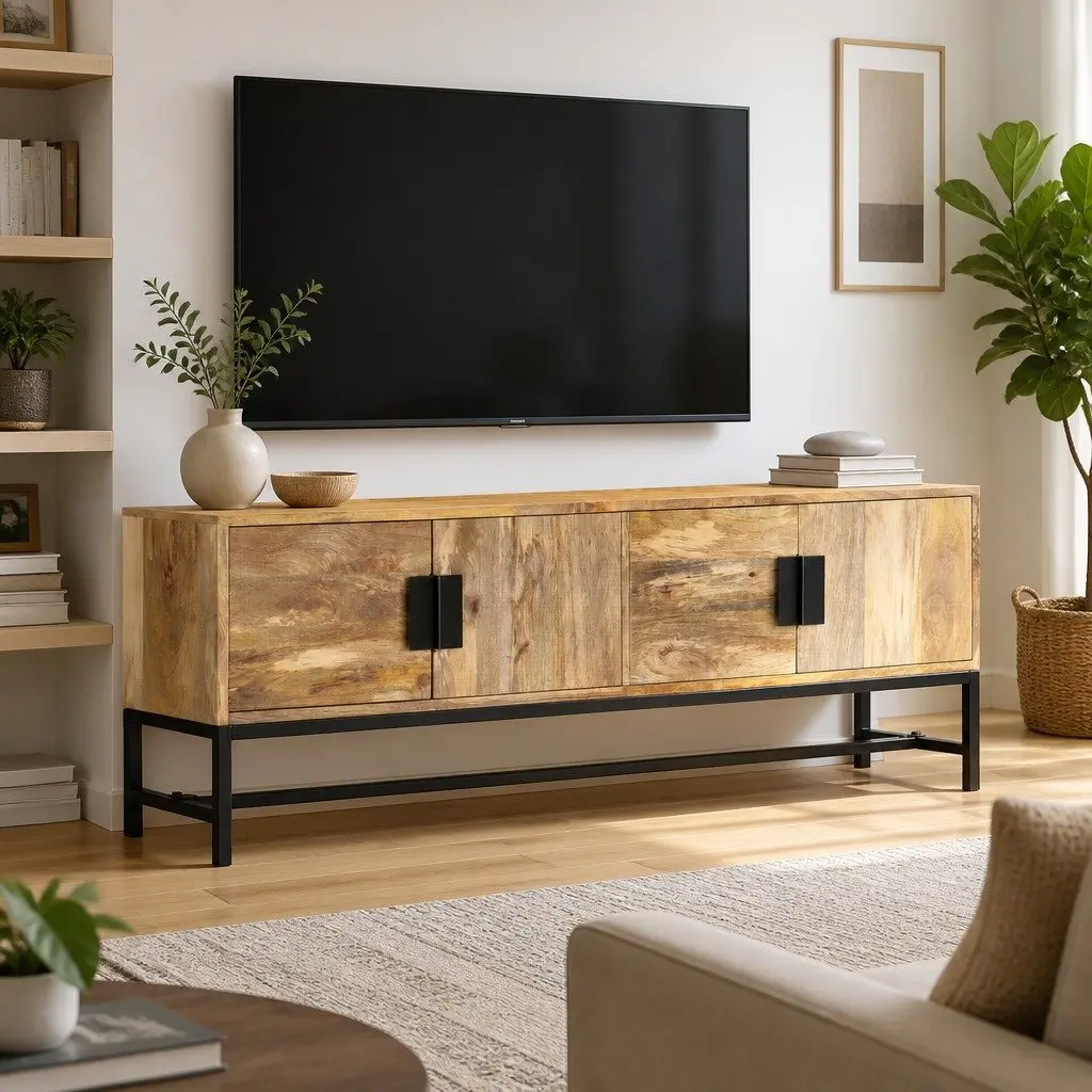 TV Cabinet Solid Mango Wood 140x30x50 cm Brown Storage Unit
