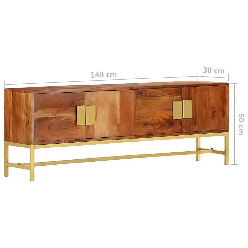 TV Cabinet Rustic Solid Acacia Wood 140x30x50 cm Brown Living Room Storage Unit