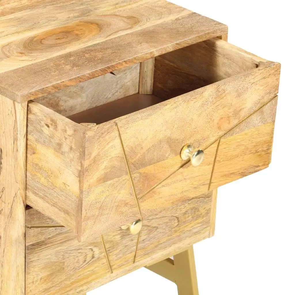 Bedside Cabinet 40x30x50 cm Solid Mango Wood Nightstand with 2 Drawers Storage